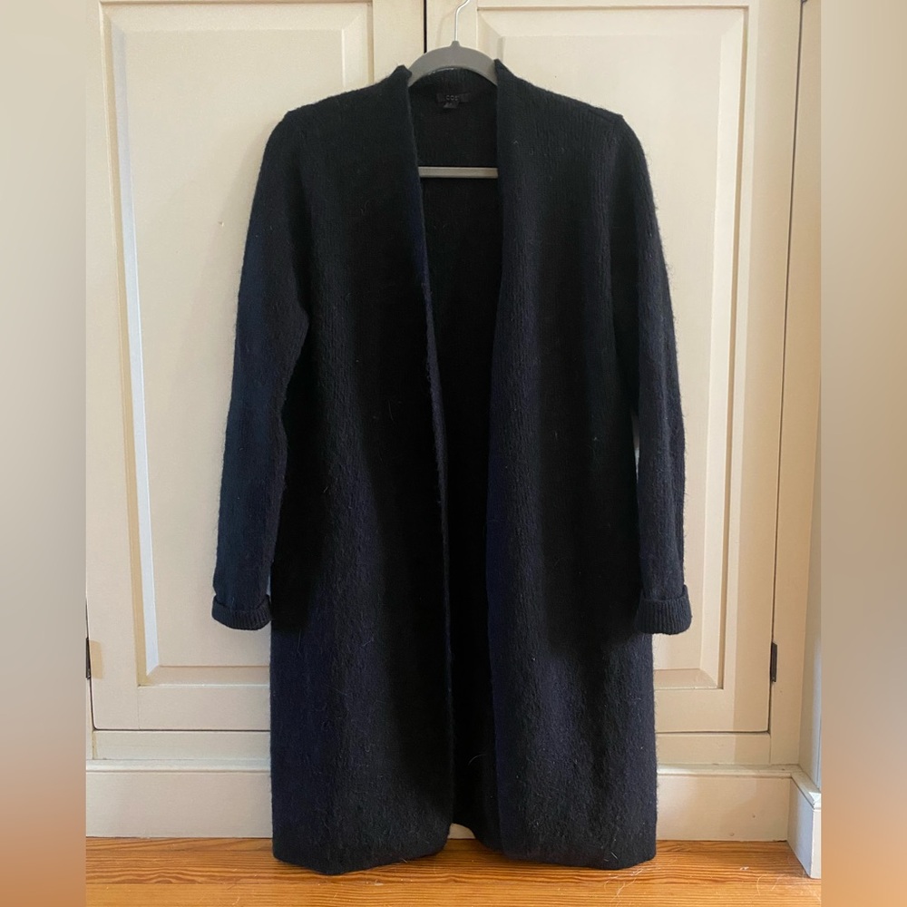 COS black wool blend sweater coat